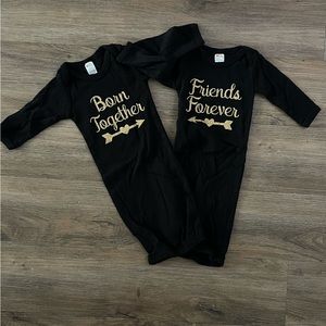 Born together friends forever matching set sleeper onesies